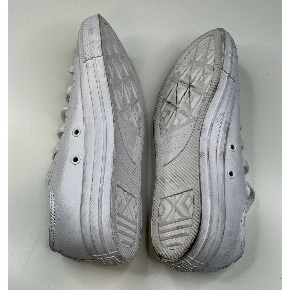 Converse All Star Leather Low Top Sneakers Size 8 Women's White Lace Up - Picture 6 of 8